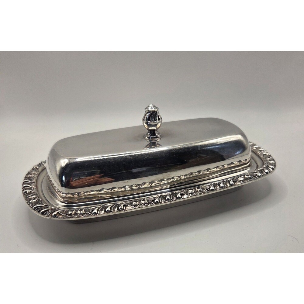 VTG Henley Oneida Community Ltd Silver Plate Butter Dish w/ Glass Insert